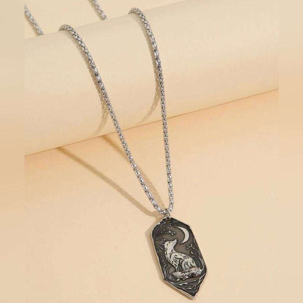 Lunar Wolf Pendant Necklace